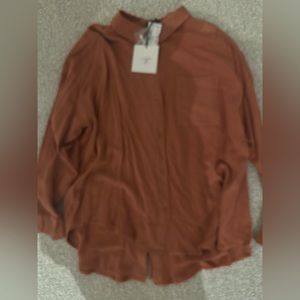 Rust color button up with lace up back